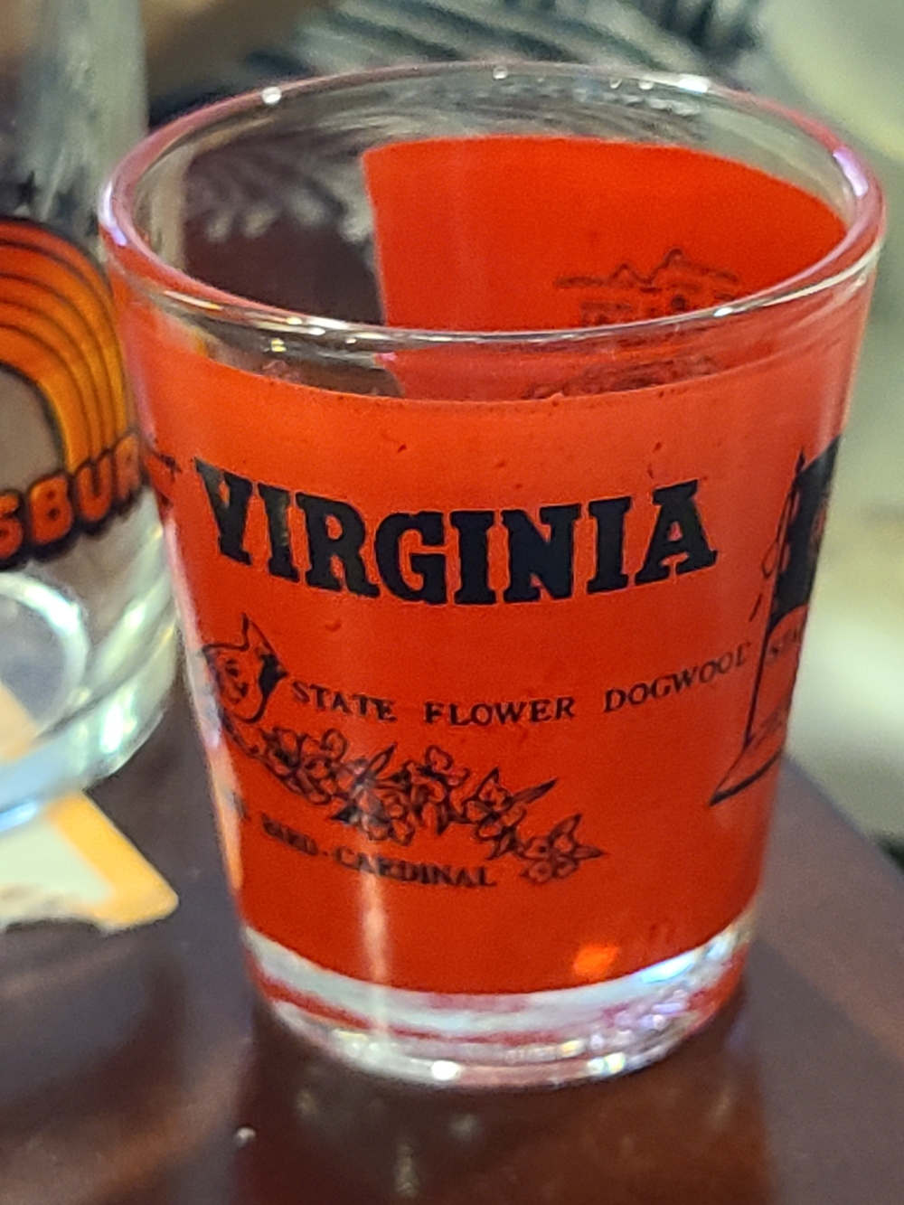 Vintage Virginia Red Glass Souvenir Shot Glass For Sale Accepting Offers On Bund